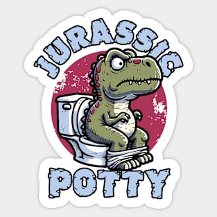 Jurassic Potty Funny T-Rex in Toilet Dinosaur Sticker